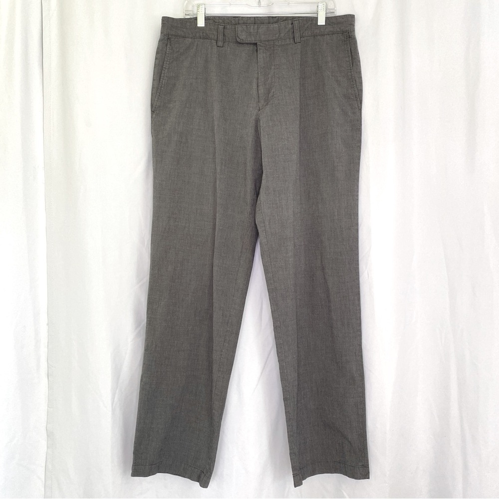 Hugo Boss Casual Dress Pants Mens Sz 36 Cotton Flat Front Gray Office Preppy